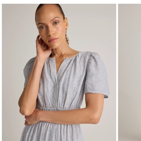 EUC Quince size xs Blue and White Striped Linen Maxi Dress - Picture 5 of 10